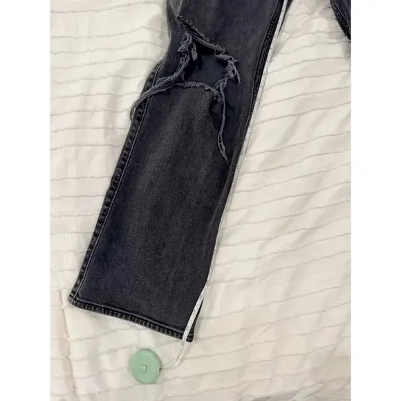 Hollister Dad Jeans Women's 2R W26R Black Distressed Y2K Grunge Skater Baddie - Picture 4 of 16